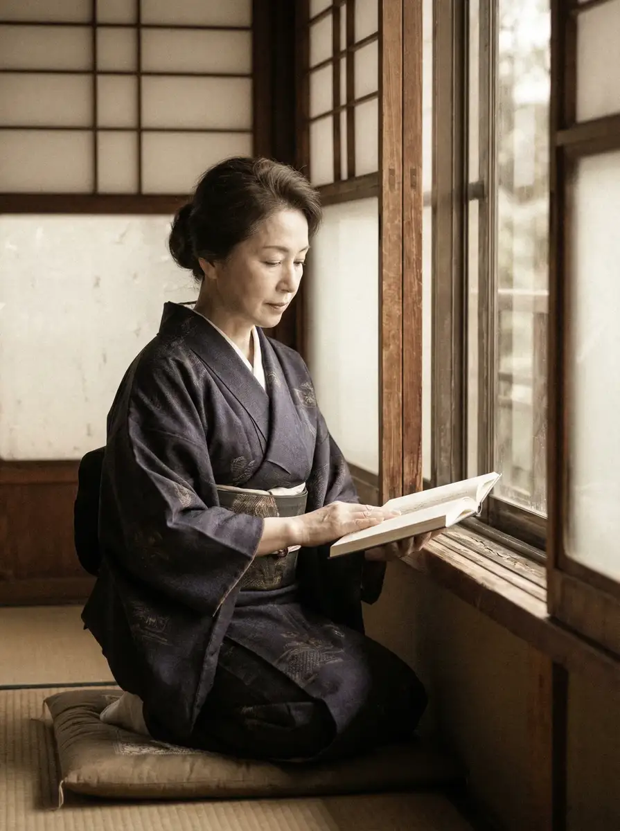 一位优雅的五十岁 [里番动漫]里番动漫永久地址::精品里番动漫在线播放 身穿深蓝色和服，在窗边静读